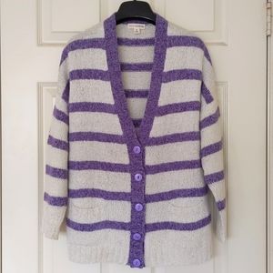 NWOT Woman's Knit cardigan sweater with stripes and sparkling.